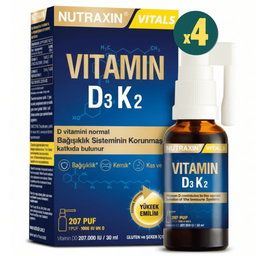Nutraxin Vitamin D3K2 Sprey 30 ml 4 Adet Deneme Ürünü